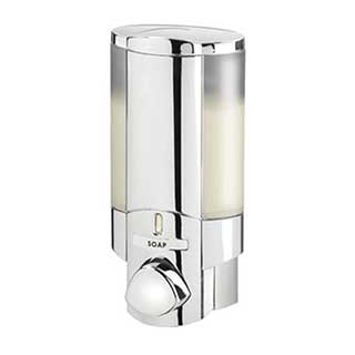 Aviva 1 Single Soap Dispenser, Lockable in Chrome and Clear