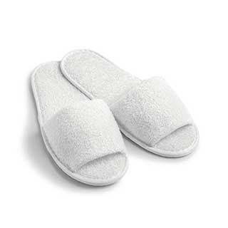 Towelling Open Toe Slippers - White