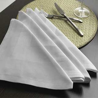 Satin Band Napkins - 100% Cotton - 200gsm - 56x56cm - Pack Of 25 - White