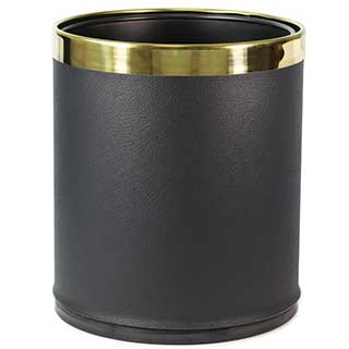 10 Litre Smart Bedroom Bin - Black With Gold Rim
