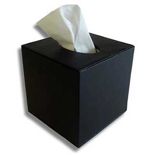 Faux Leather Boutique Cube Tissue Box Cover - Black