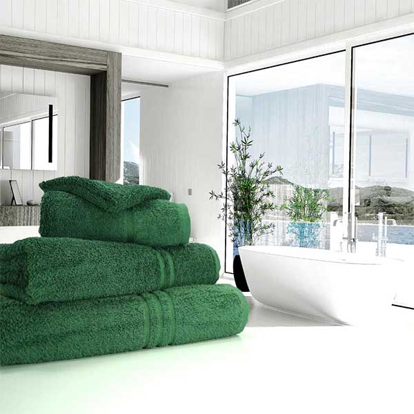 Hotel Tea Towel - 100% Cotton - 46x72cm - Green Border