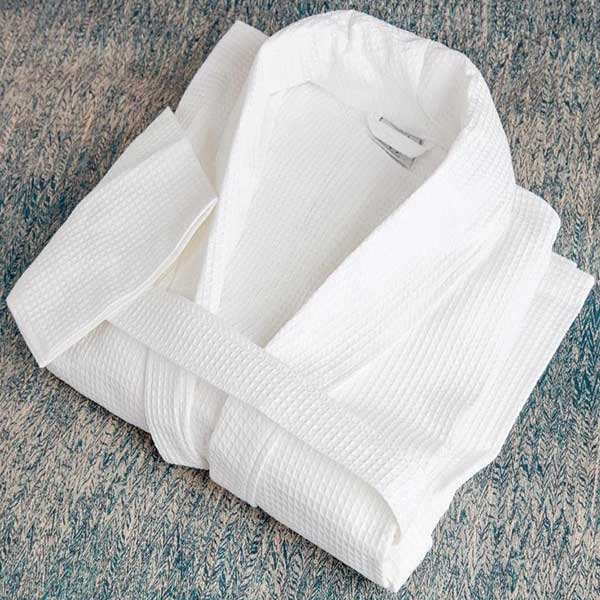 Mitre Langley Hotel Bathrobes - Waffle Weave - 100% Pure Cotton - White